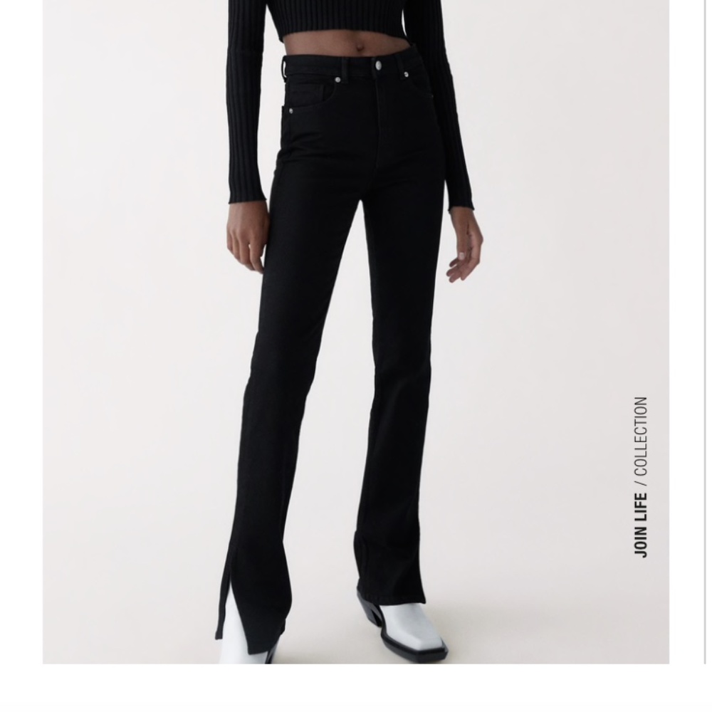 Zara Slim Split Black Jeans